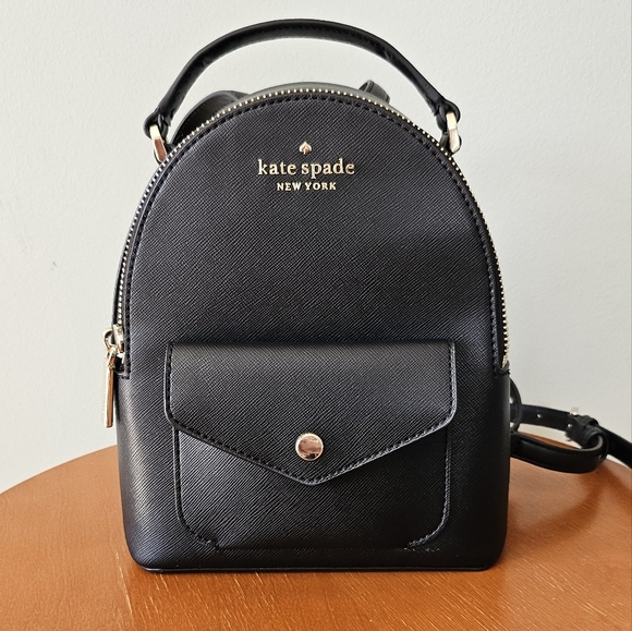 Kate Spade New York Black Saffiano Leather Schuyler Mini Backpack - Picture 1 of 9